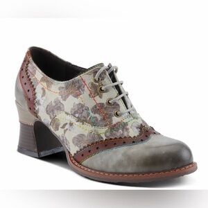 NEW L'ARTISTE SPRING STEP Perrine Shoes Oxford Bootie Grey Multi 38 7.5 -8